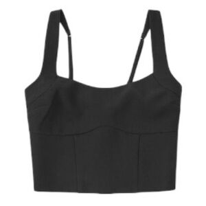 Abercrombie & Fitch Black Cropped Tank Top XS Smocked Back Adjustable Straps